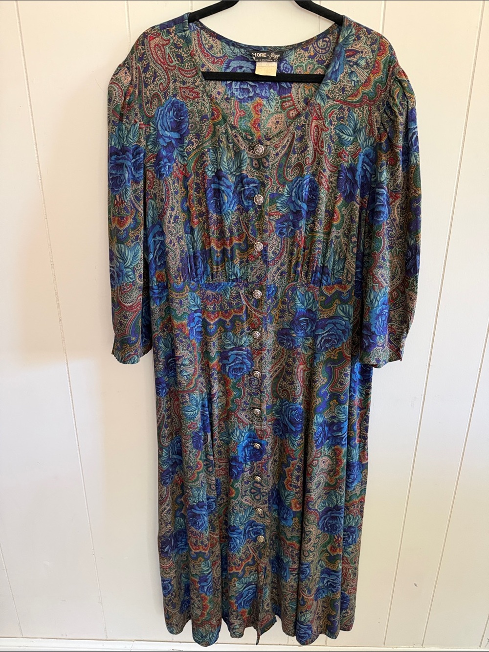 True Vintage Boho Paisley Maxi Dress Prairie Peasant Renfaire Western Size 22W